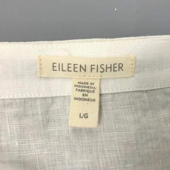 Eileen Fisher Handkerchief Linen Drawstring 3/4 Sleeves Top White Sz L - Picture 6 of 16